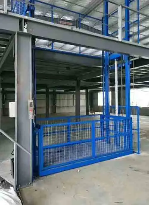 TEBO Goods elevator with guide rails application